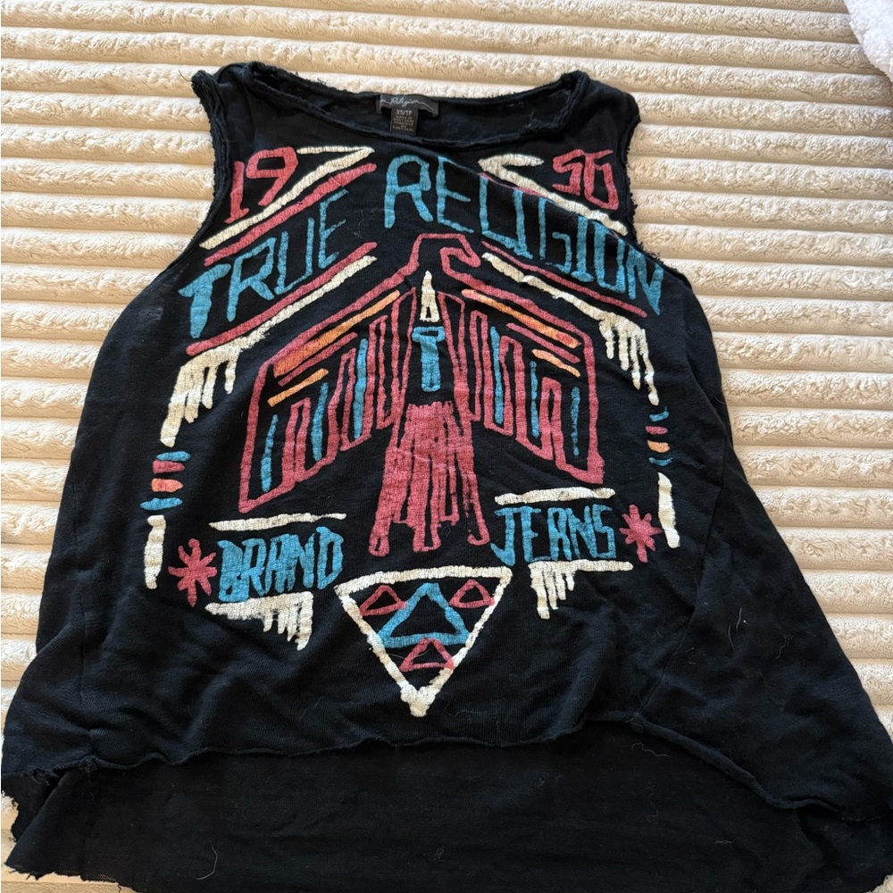 True Religion Black Graphic Muscle Tee